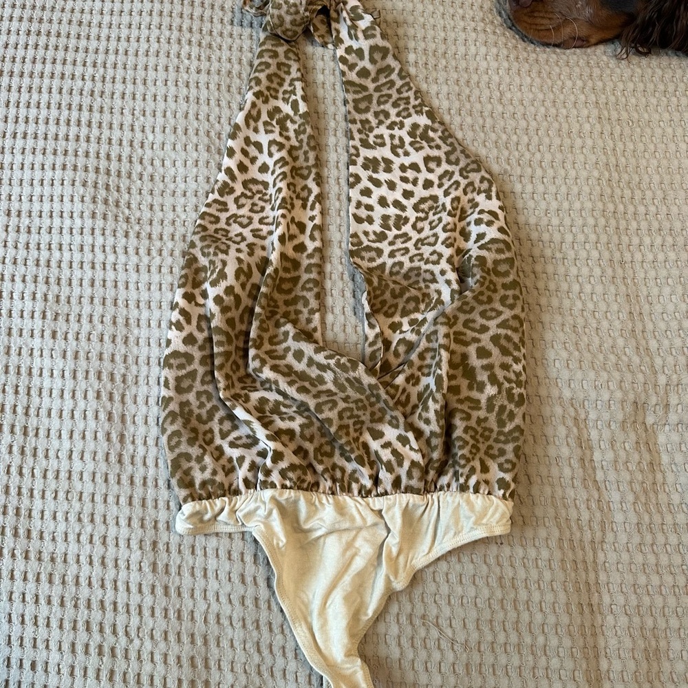 Lulu's Animal Print Halter Bodysuit